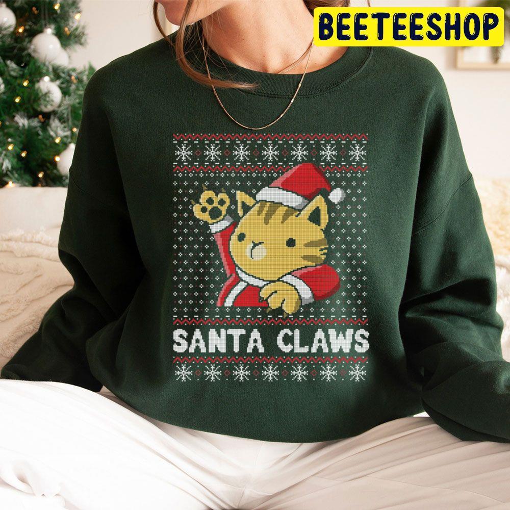 Xmas Ugly Cat Santa Claws Christmas Beeteeshop Trending Unisex Sweatshirt