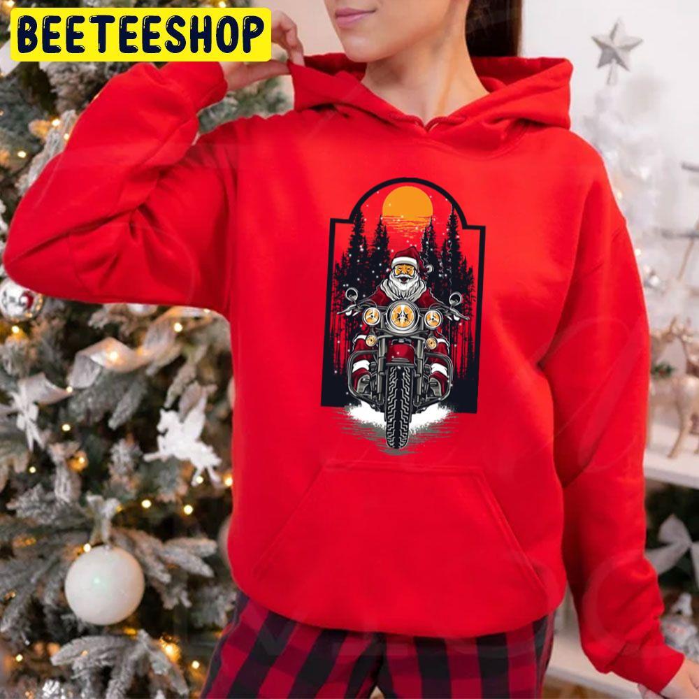 Biker Santa Claus Christmas Motorcycle Beeteeshop Trending Unisex Hoodie