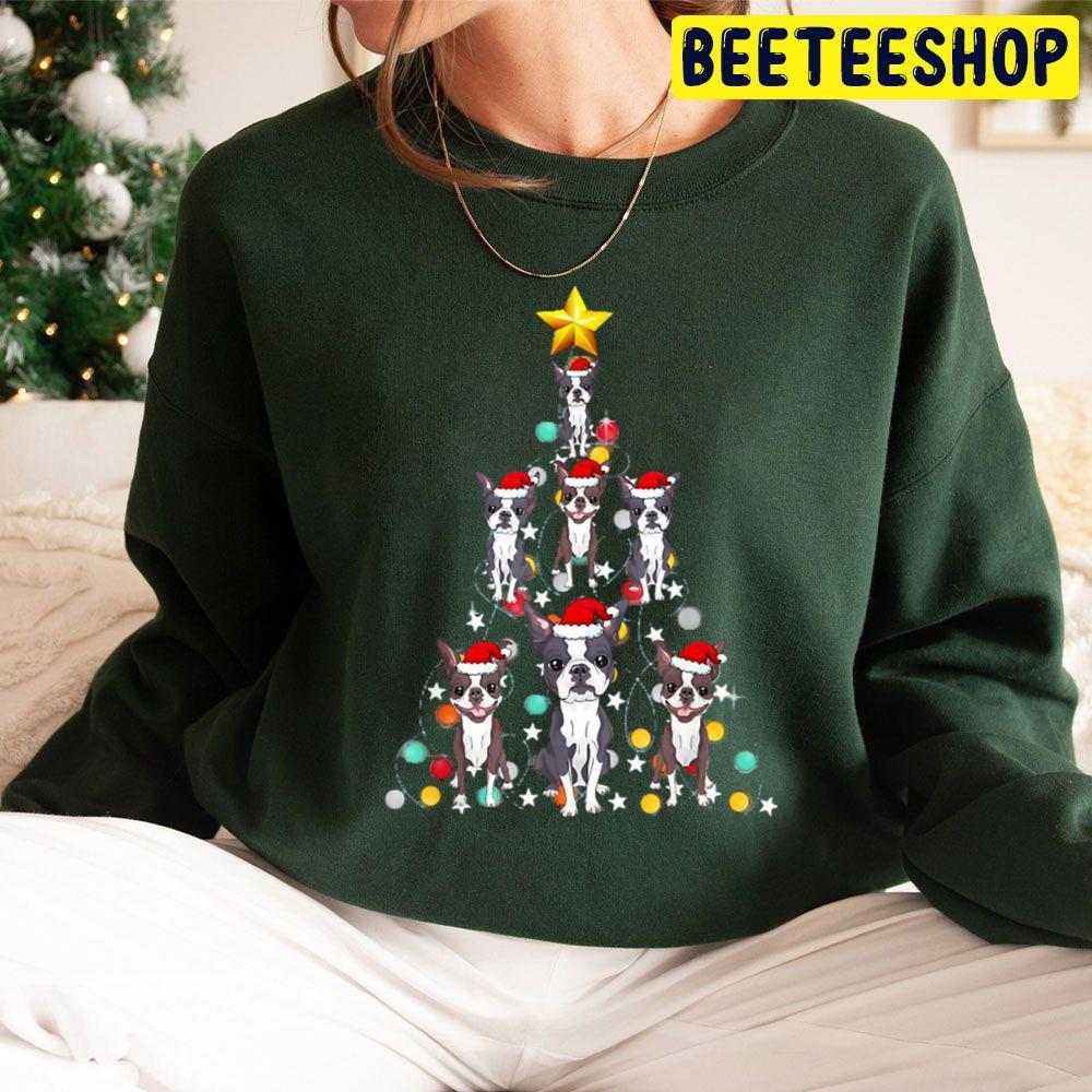 Boston Terrier Christmas Tree Light Beeteeshop Trending Unisex Sweatshirt