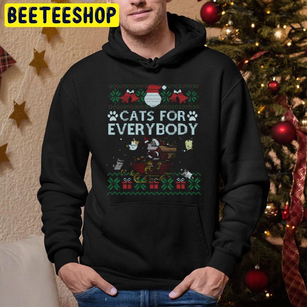 Cats For Everybody Christmas Cute Cat Lover Ugly Beeteeshop Trending Unisex Hoodie