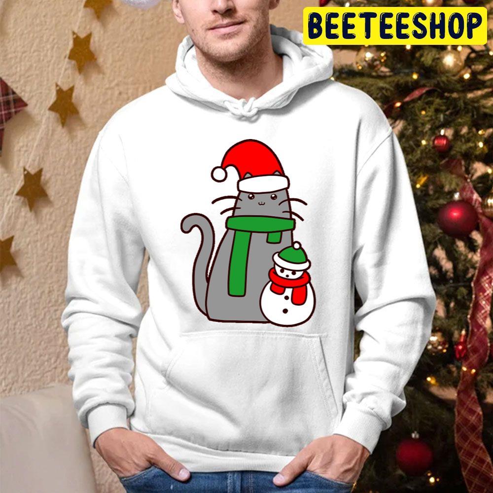 Christmas Cat And Snowman Beeteeshop Trending Unisex Hoodie