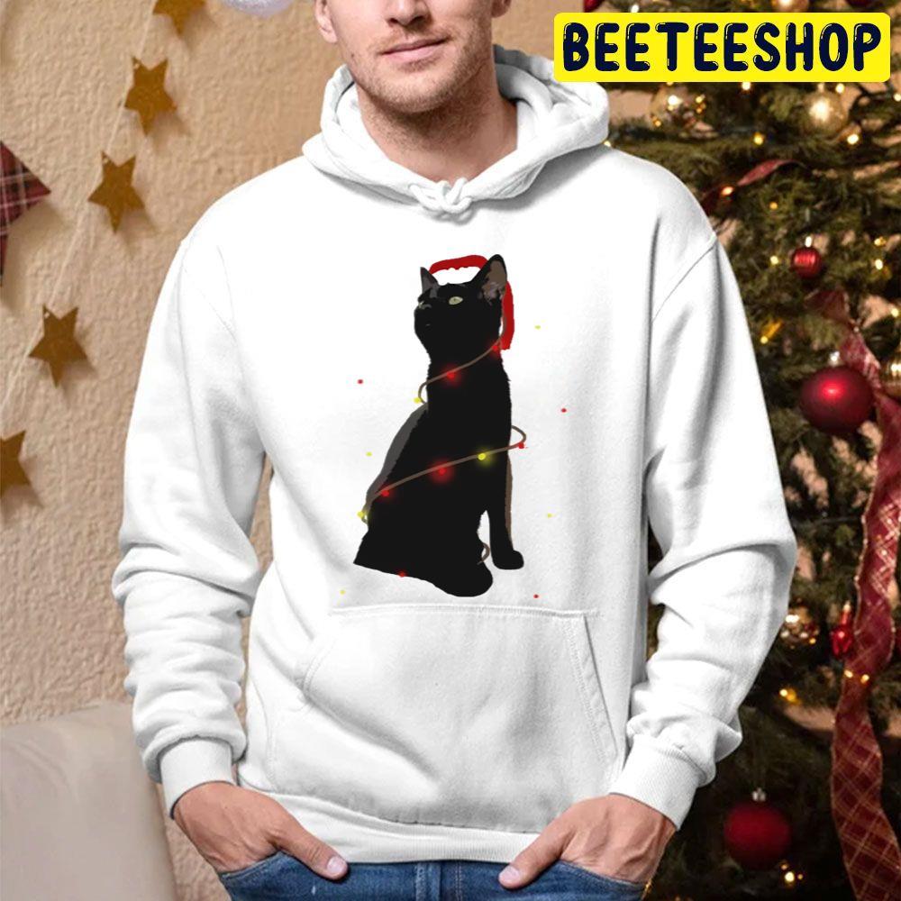 Christmas Lights Black Cat Beeteeshop Trending Unisex Hoodie