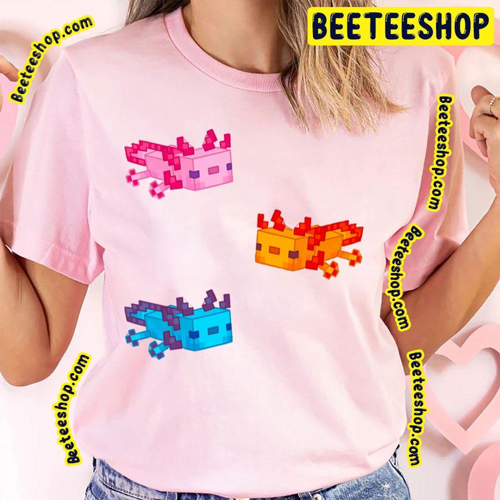 Colorful Minecraft Axolotl Trio Unisex T-Shirt