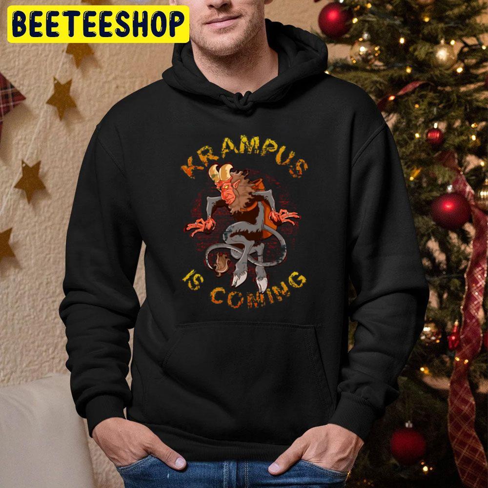 Coming Christmas Humor Funny Krampus Beeteeshop Trending Unisex Hoodie