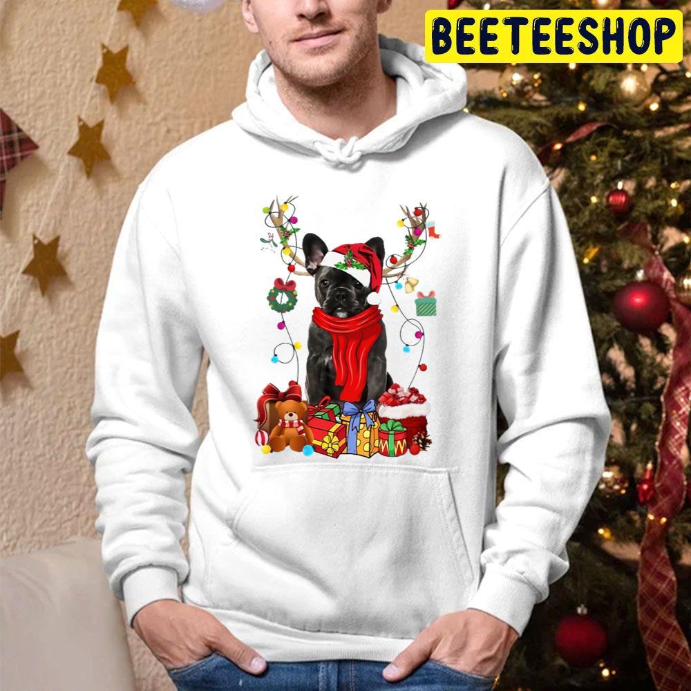 French Bulldog Reindeer Xmas Lights Merry Christmas Beeteeshop Trending Unisex Hoodie