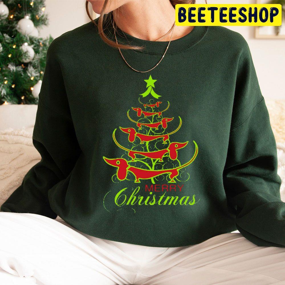 Funny Dachshund Christmas Tree Cute Dachshund Lover Merry Christmas Beeteeshop Trending Unisex Sweatshirt