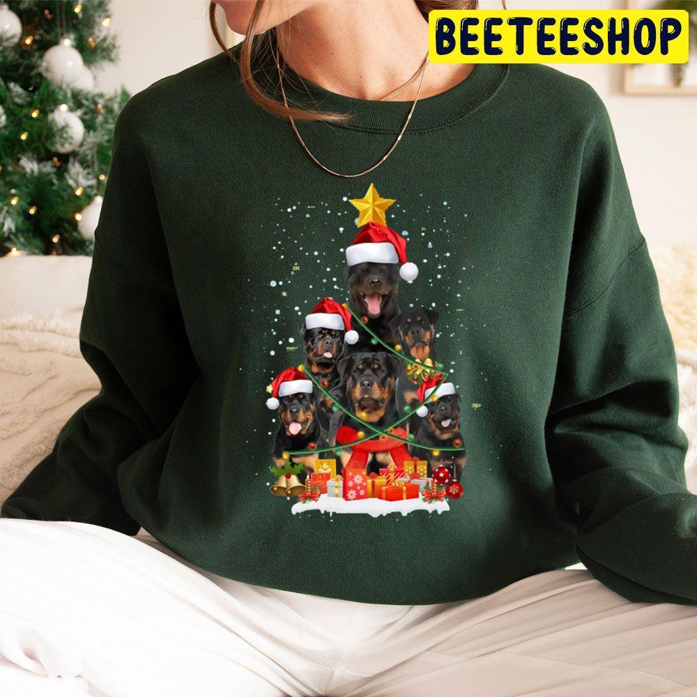 Funny Rottweiler Dog Christmas Tree Xmas Beeteeshop Trending Unisex Sweatshirt