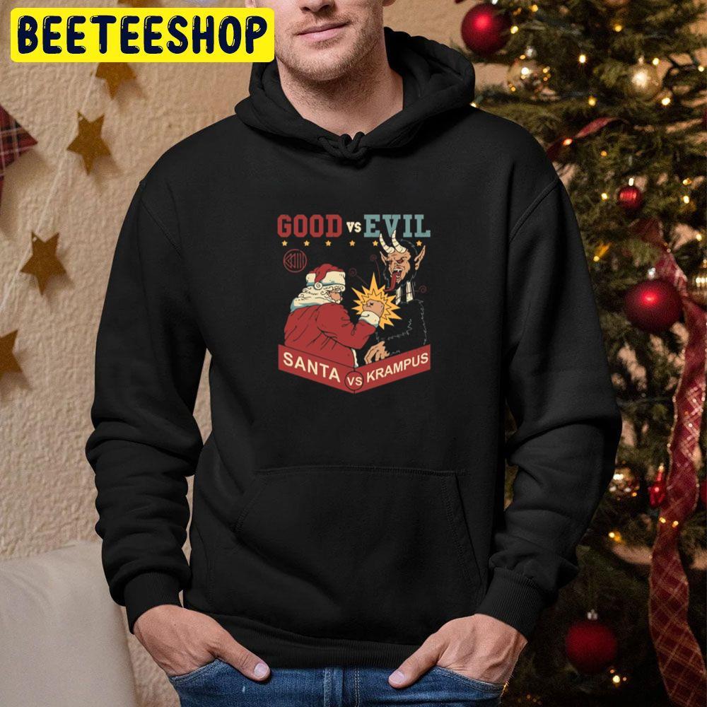 Good Evil Santa Vs Krampus Xmas Fight Christmas Beeteeshop Trending Unisex Hoodie