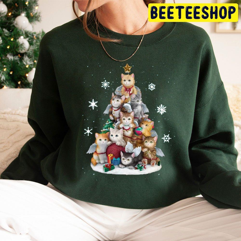 Great For Cat Lover Cats Christmas Tree Beeteeshop Trending Unisex Sweatshirt