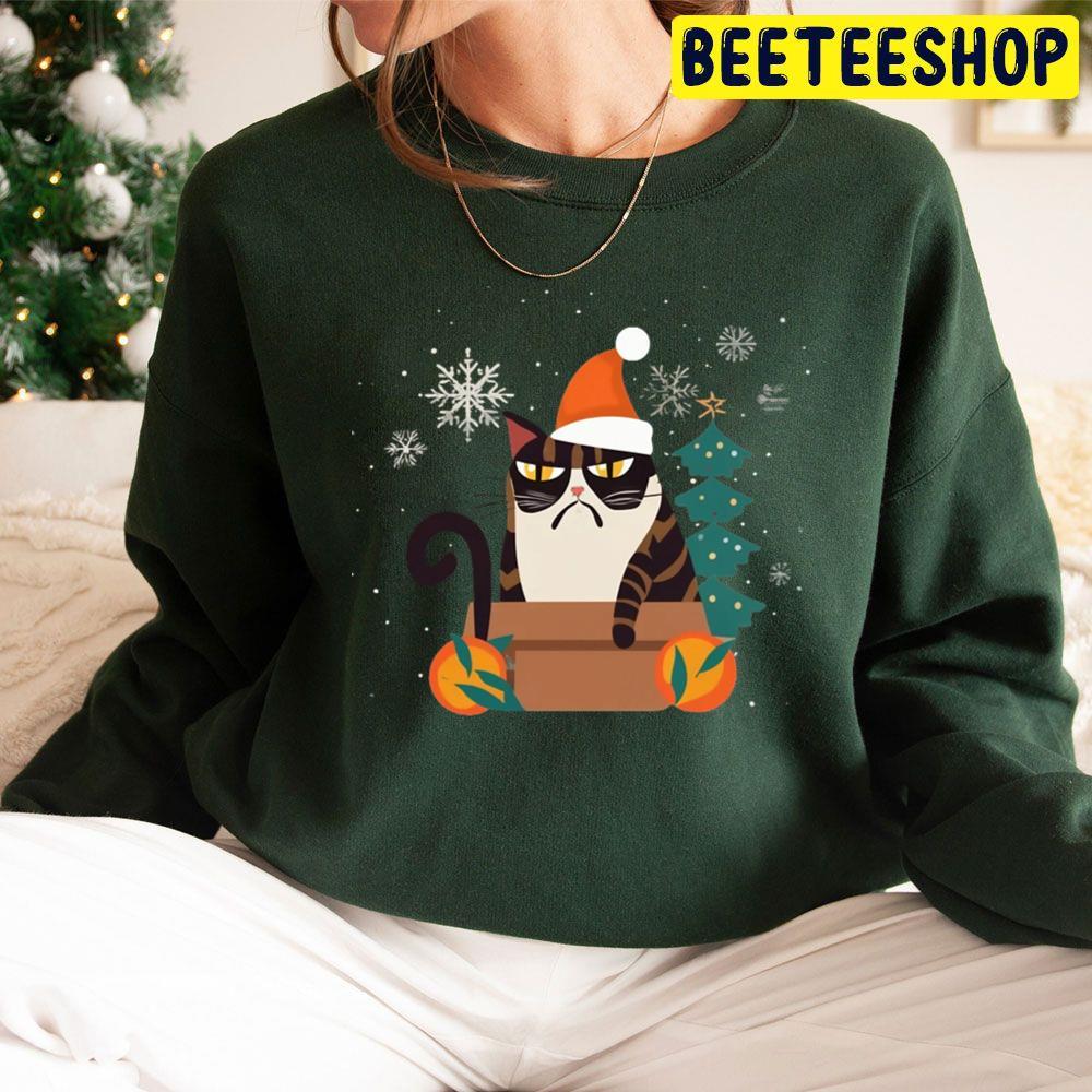 Grumpy Christmas Cat Funny Face Beeteeshop Trending Unisex Sweatshirt