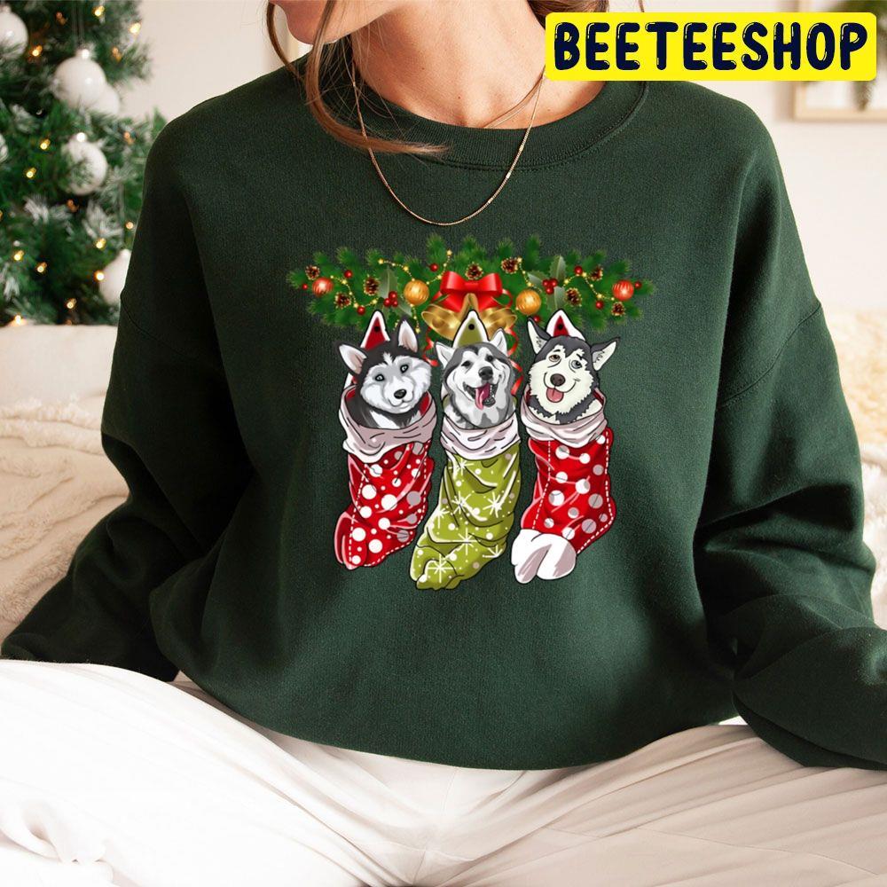 Huskies Socks Christmass Dogs Lovers Beeteeshop Trending Unisex Sweatshirt