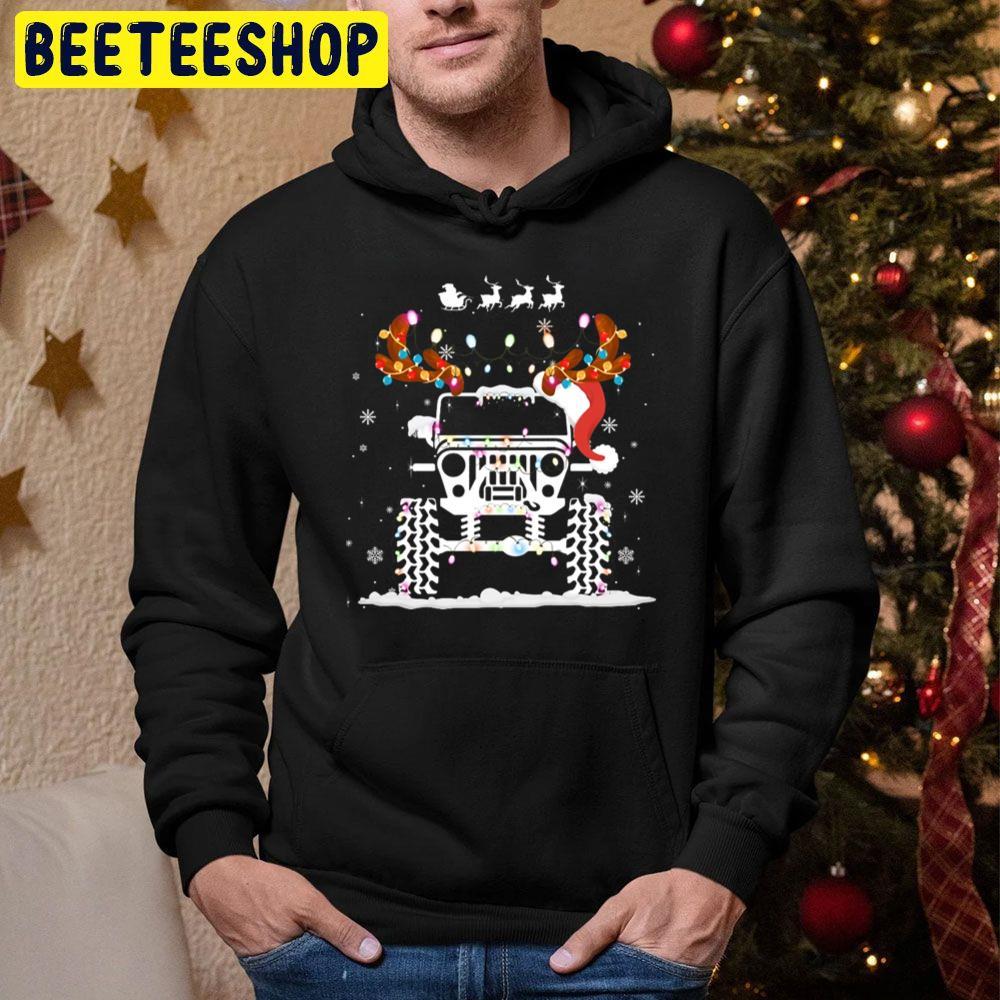 Jeep Christmas Lights Xmas Tree Reindeer Funny Beeteeshop Trending Unisex Hoodie