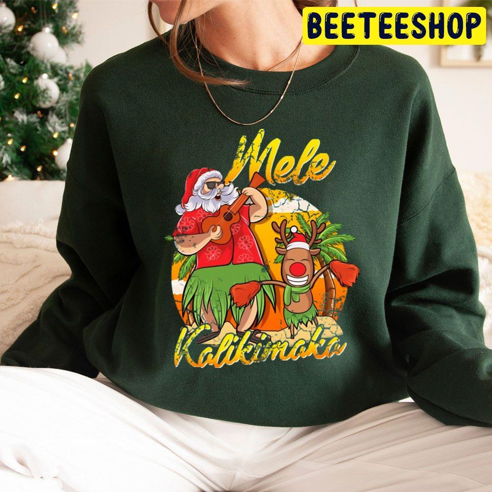 Mele Kalikimaka Santa Hawaiian Christmas In July Hawaii Beeteeshop Trending Unisex Sweatshirt