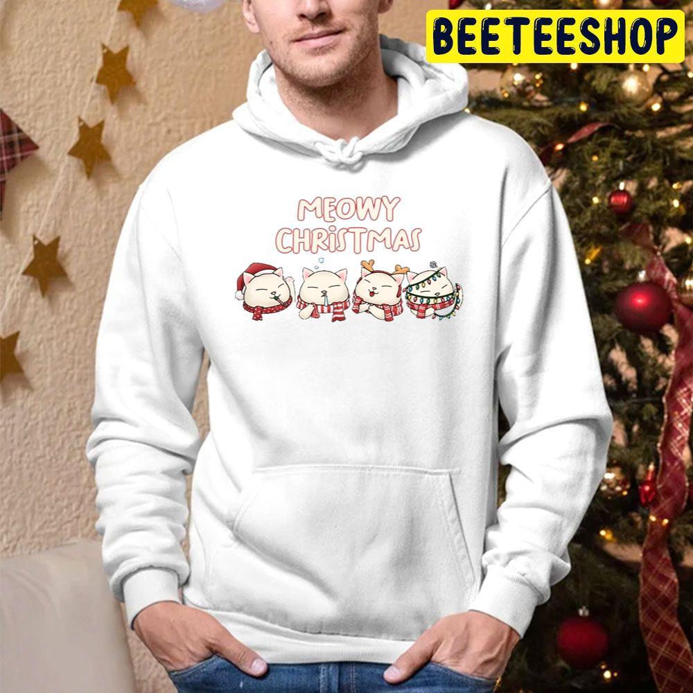 Meowy Christmas Cute Cat Wearing Scarf Beeteeshop Trending Unisex Hoodie