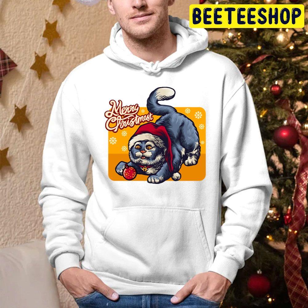 Merry Christmas Cat With Santa Hat Beeteeshop Trending Unisex Hoodie