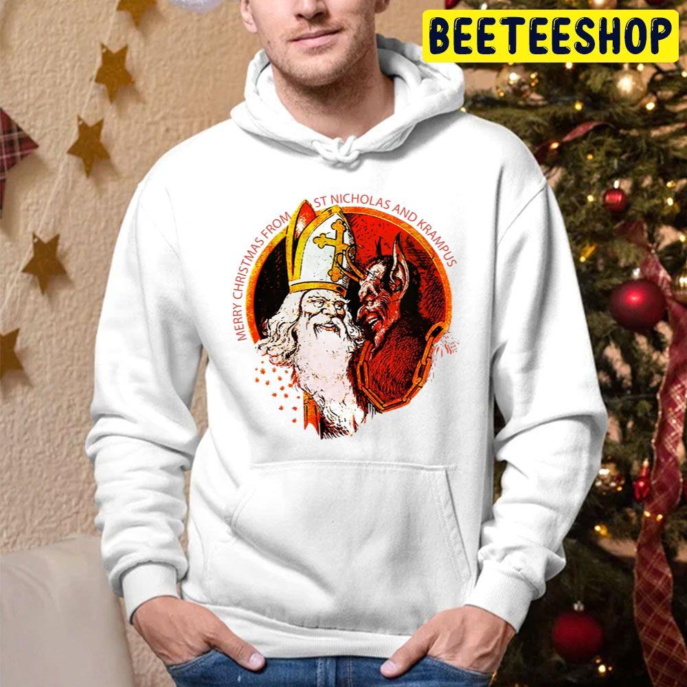 Merry Christmas From St Nicholas And Krampus Beeteeshop Trending Unisex Hoodie