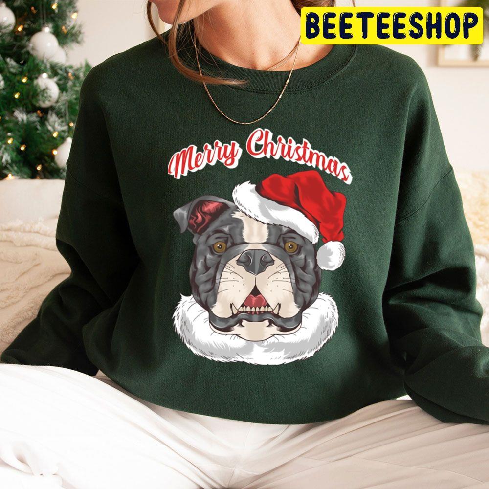 Merry Christmas Pit Bull Santa Hat Beeteeshop Trending Unisex Sweatshirt