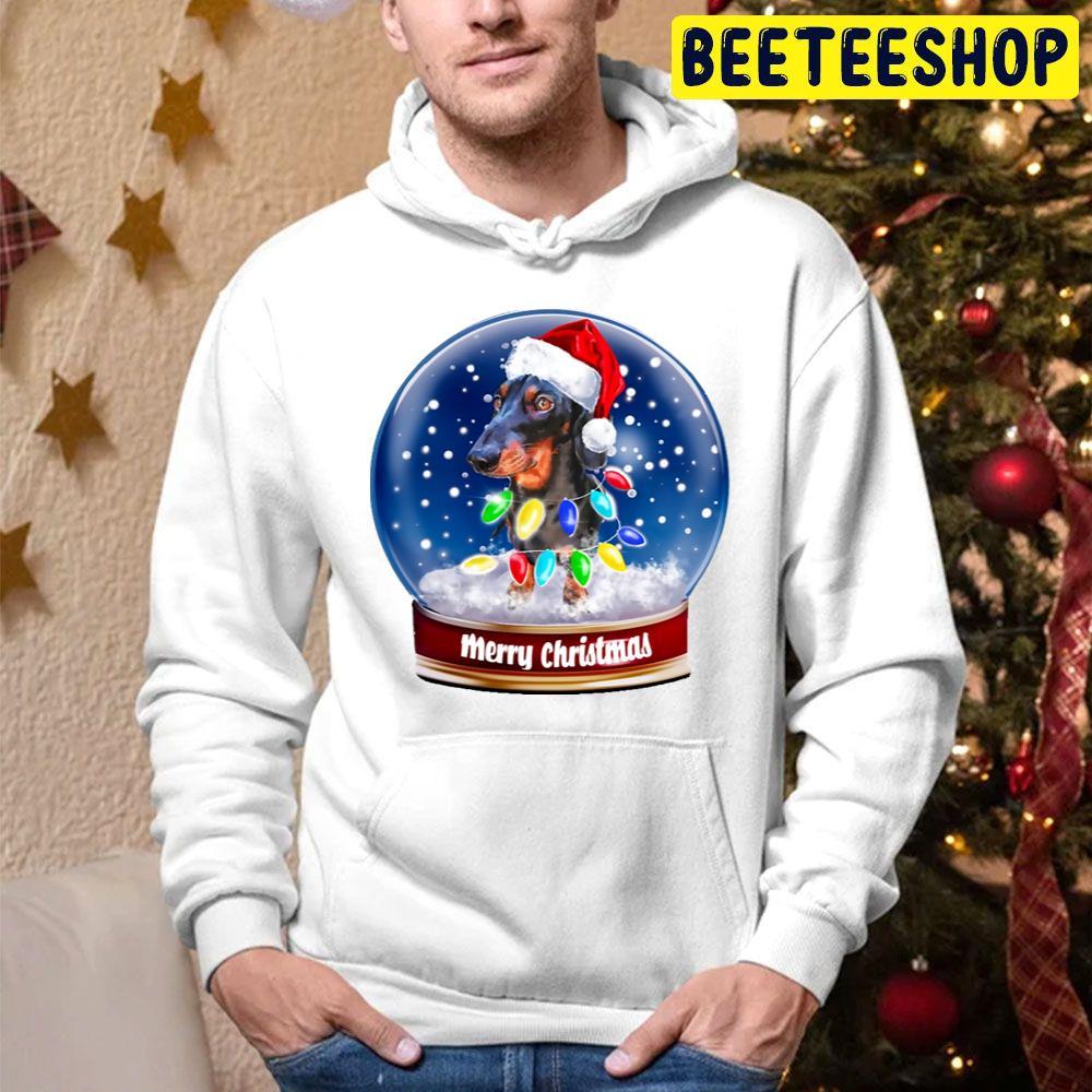 Merry Christmas Sausage Wiener Dog Santa Snow Globe Beeteeshop Trending Unisex Hoodie