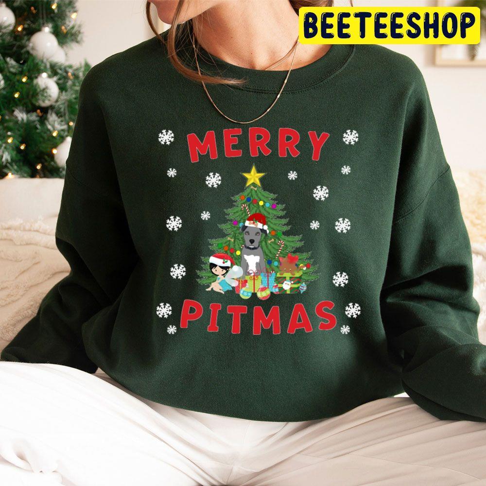 Merry Pitmas Pitbull Puppy Kitten Fairy Funny Christmas Beeteeshop Trending Unisex Sweatshirt