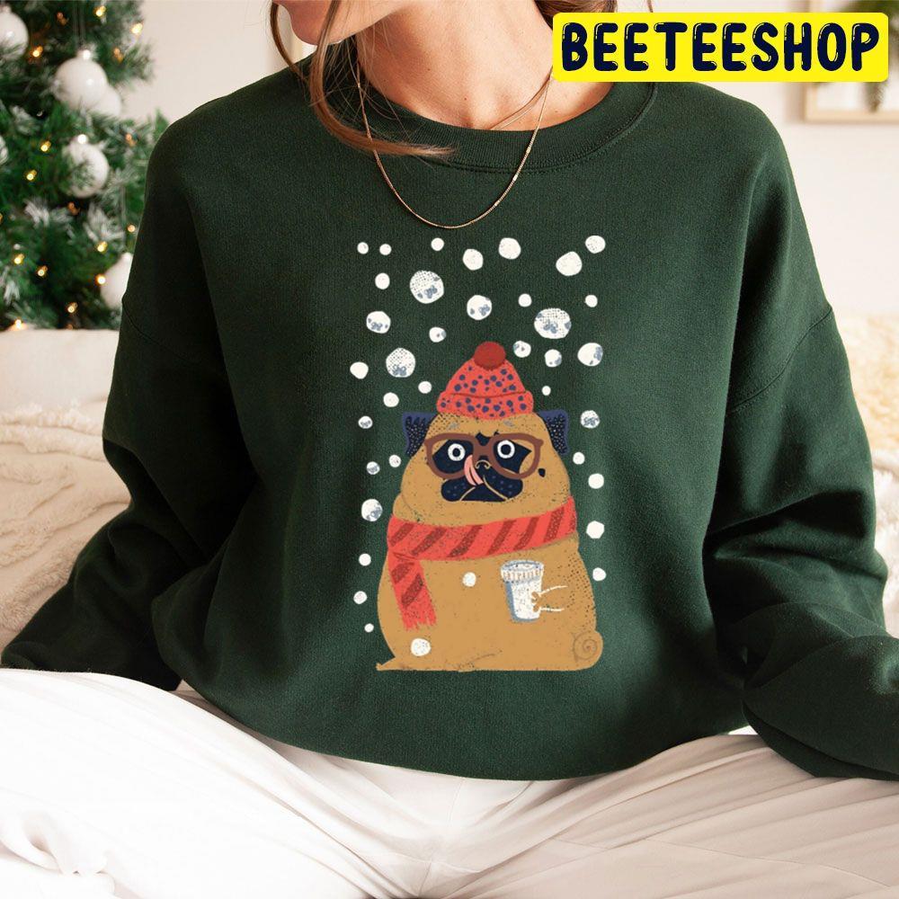 Pug In Snow Christmas Beeteeshop Trending Unisex Sweatshirt