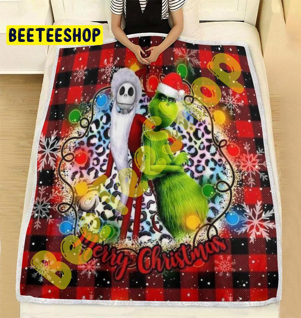 Red Art Jack And Grinch Trending Blanket