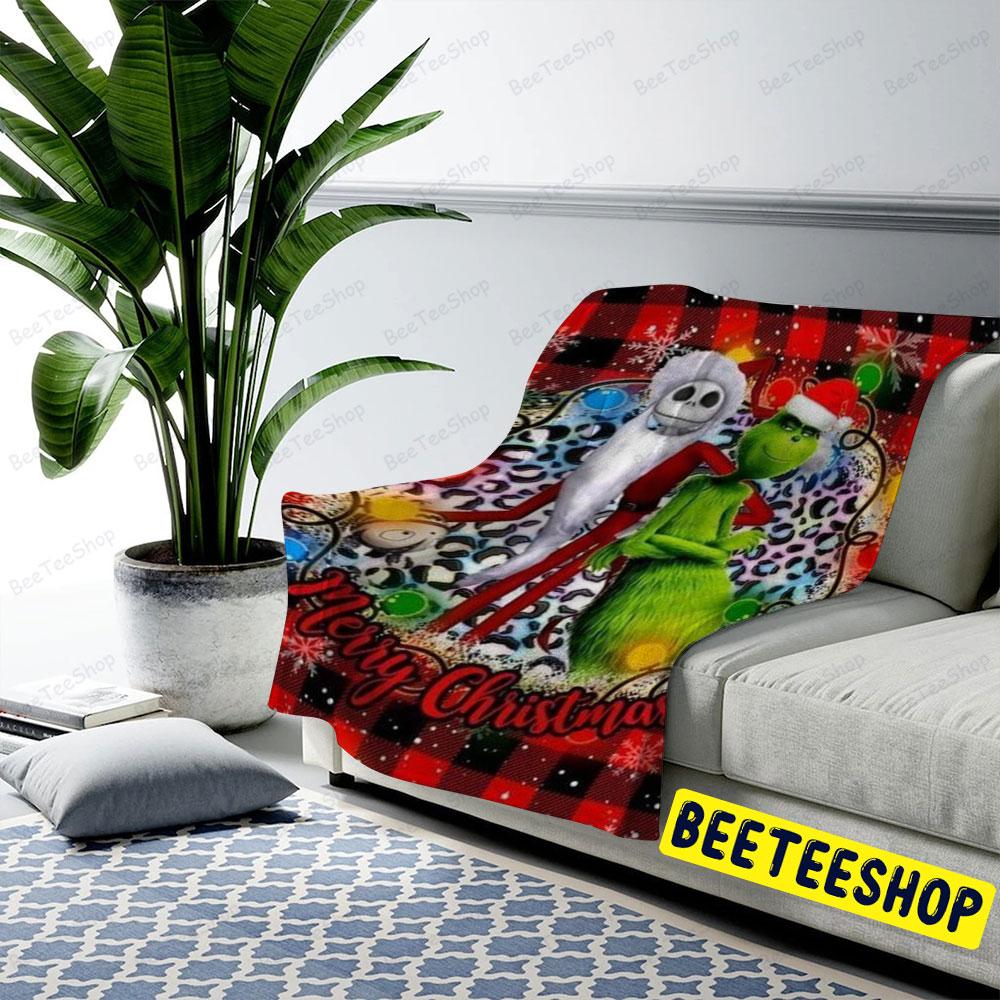 Red Art Jack And Grinch Trending US Cozy Blanket