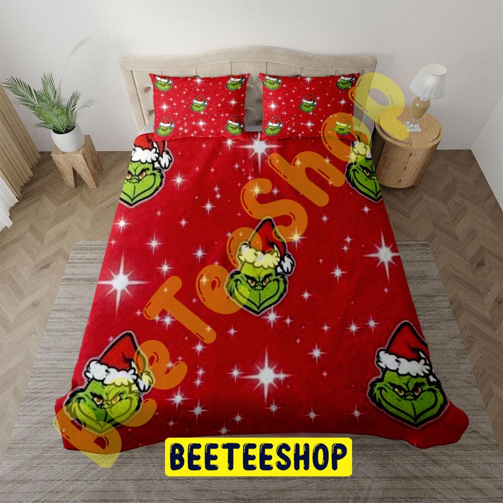 Red Background Grinch Trending Bedding Set