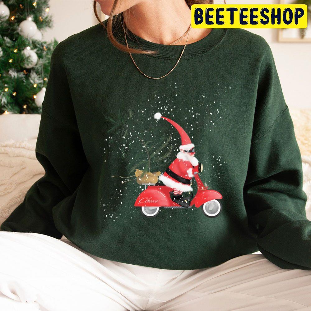 Santa On His Scooter Christmas Beeteeshop Trending Unisex Sweatshirt