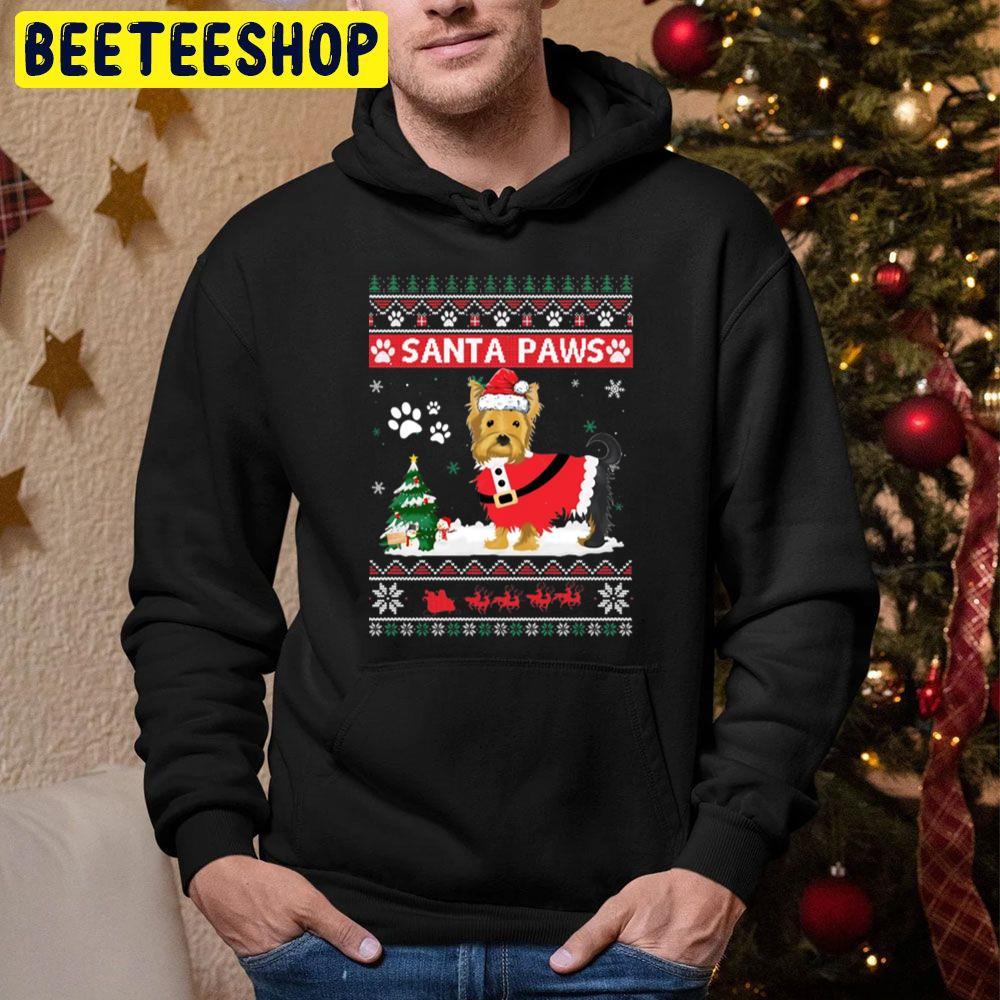 Santa Paws Yorkie Merry Christmas Dog Funny Xmas Beeteeshop Trending Unisex Hoodie