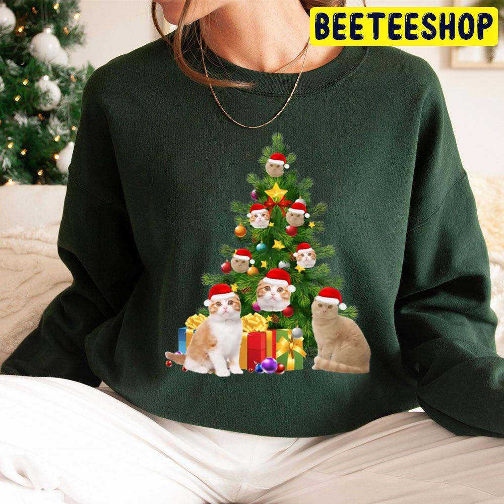 Scottish Fold Cat Christmas Tree Beeteeshop Trending Unisex Sweatshirt