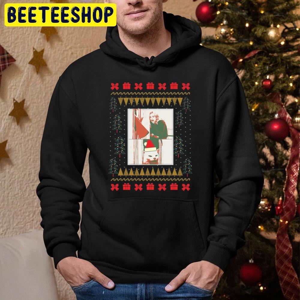 Table Cat Santa Hat Ugly Christmas Beeteeshop Trending Unisex Hoodie