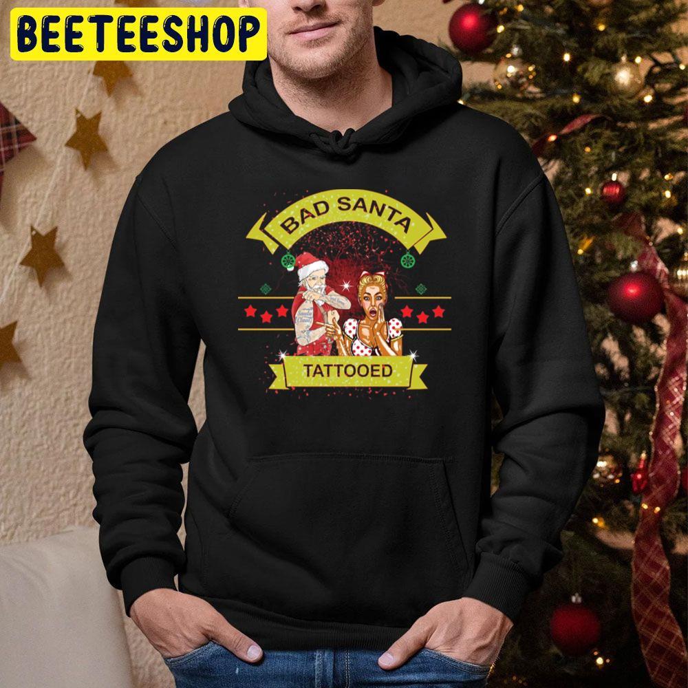 Tattooed Bad Santa Christmas Beeteeshop Trending Unisex Hoodie