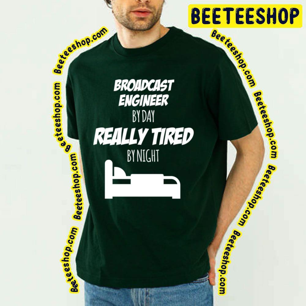 White Text Broadcast Band Beeteeshop Trending Unisex T-Shirt