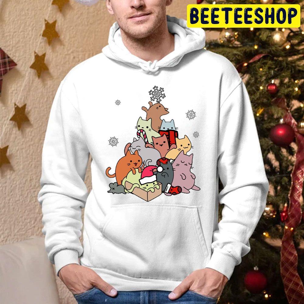 Winter Cat Mountain Or Tree Christmas Beeteeshop Trending Unisex Hoodie