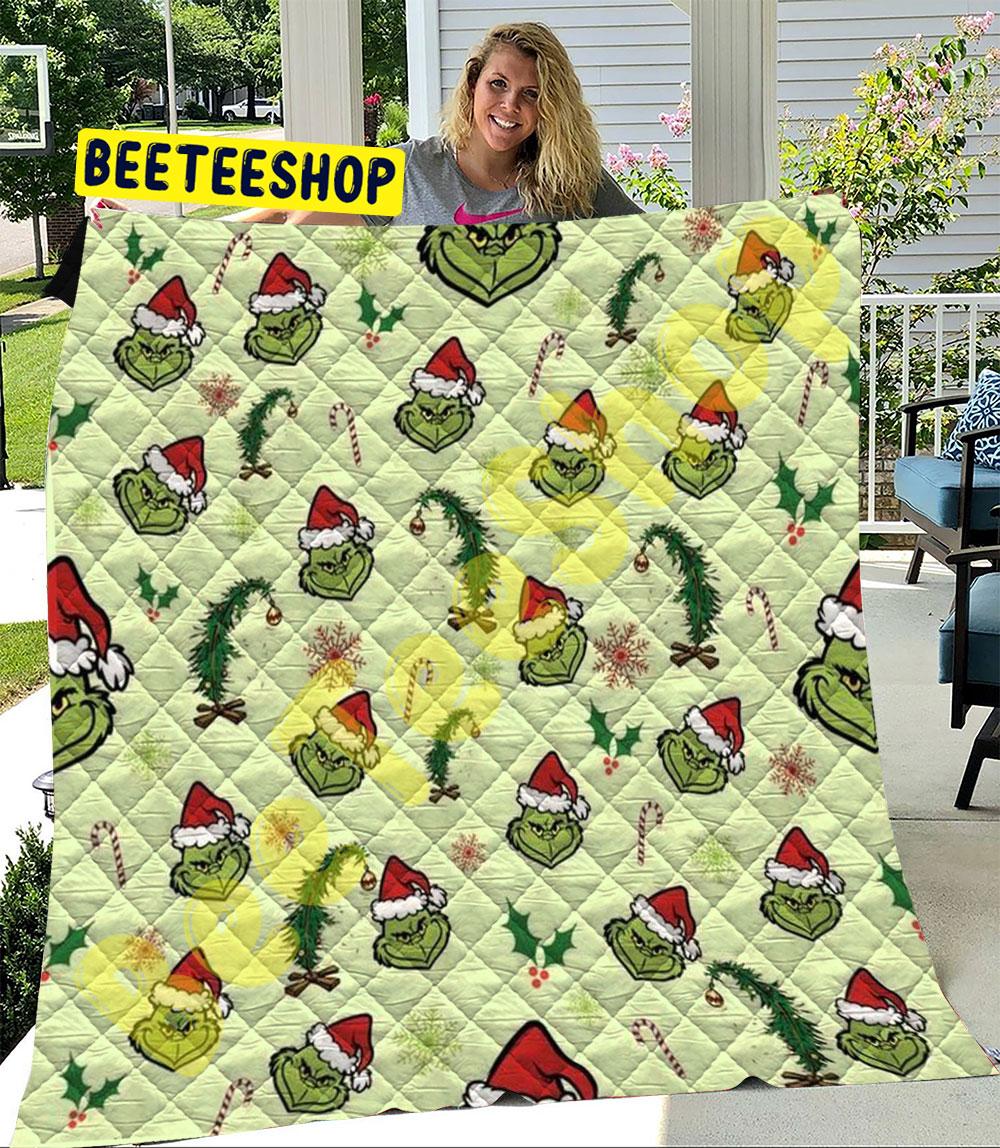 Cute Christmas Tree With Grinch Trending Quilt