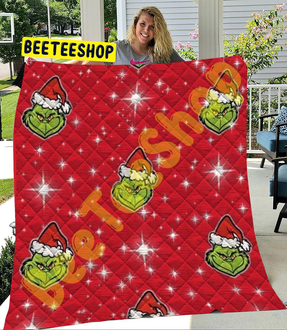 Red Background Grinch Trending Quilt