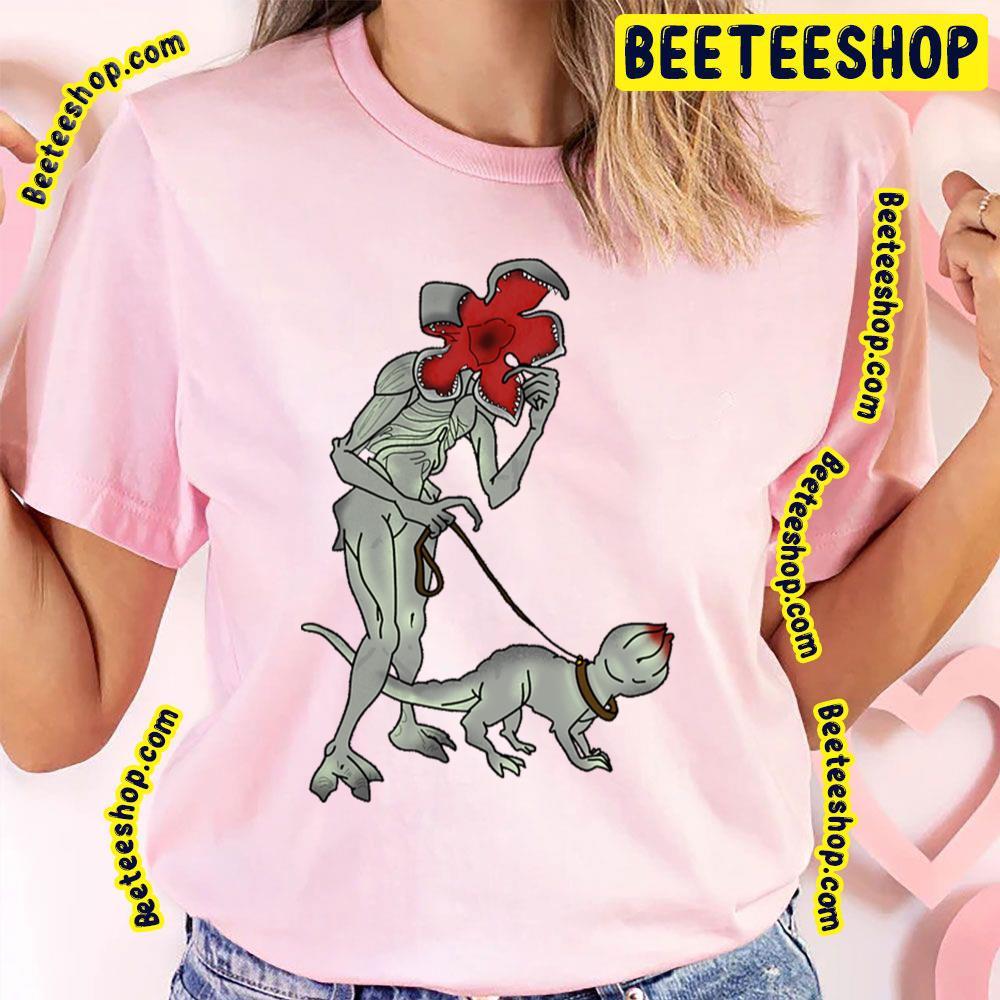 Stranger Things Demogorgan Walking His Demodog Beeteeshop Trending Unisex T-Shirt